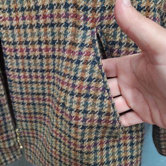 Vintage Character Suburban Wear Houndstooth Wool Lined Tailored Blazer Jacket 12 - Picture 7 of 16